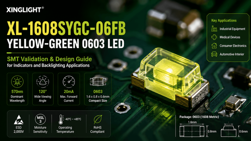 XL-1608SYGC-06FB Yellow-Green LED: SMT Validation & Design Guide for 0603 Indicators